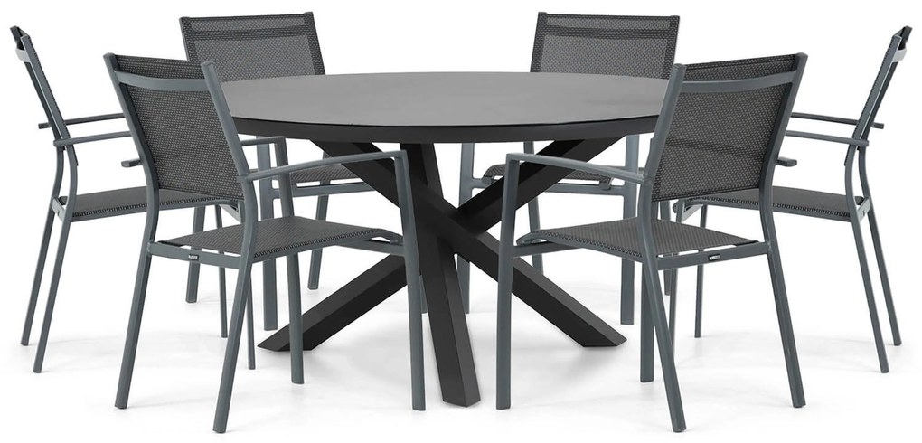 Tuinset Ronde Tuintafel 6 personen 150 cm Aluminium Grijs  Lifestyle Garden Furniture Sella/Livorno