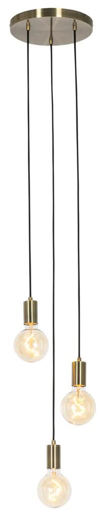 Industriële hanglamp brons 3-lichts - Facil Industriele / Industrie / Industrial E27 rond Binnenverlichting Lamp