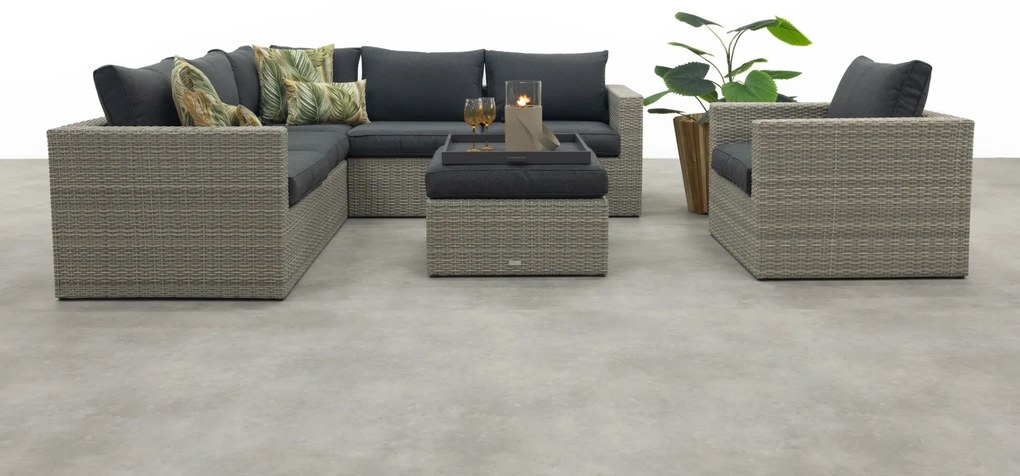 Atlanta wicker loungeset 5-delig – Vintage grey - Garden impressions