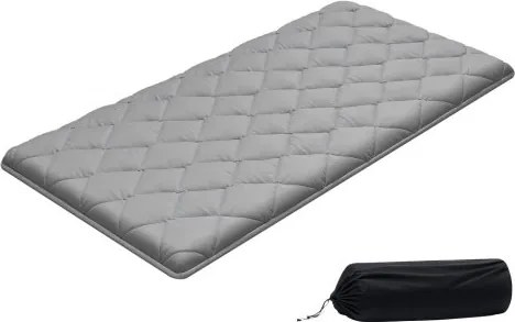 VEVOR Japanse futonmatras (2032 x 991 x 89 mm), opvouwbare tatami (eenpersoonsbedformaat), vloermatras met opbergtas en bevestigingsmateriaal, 9-laags slaapmat voor meditatie en yoga, grijs