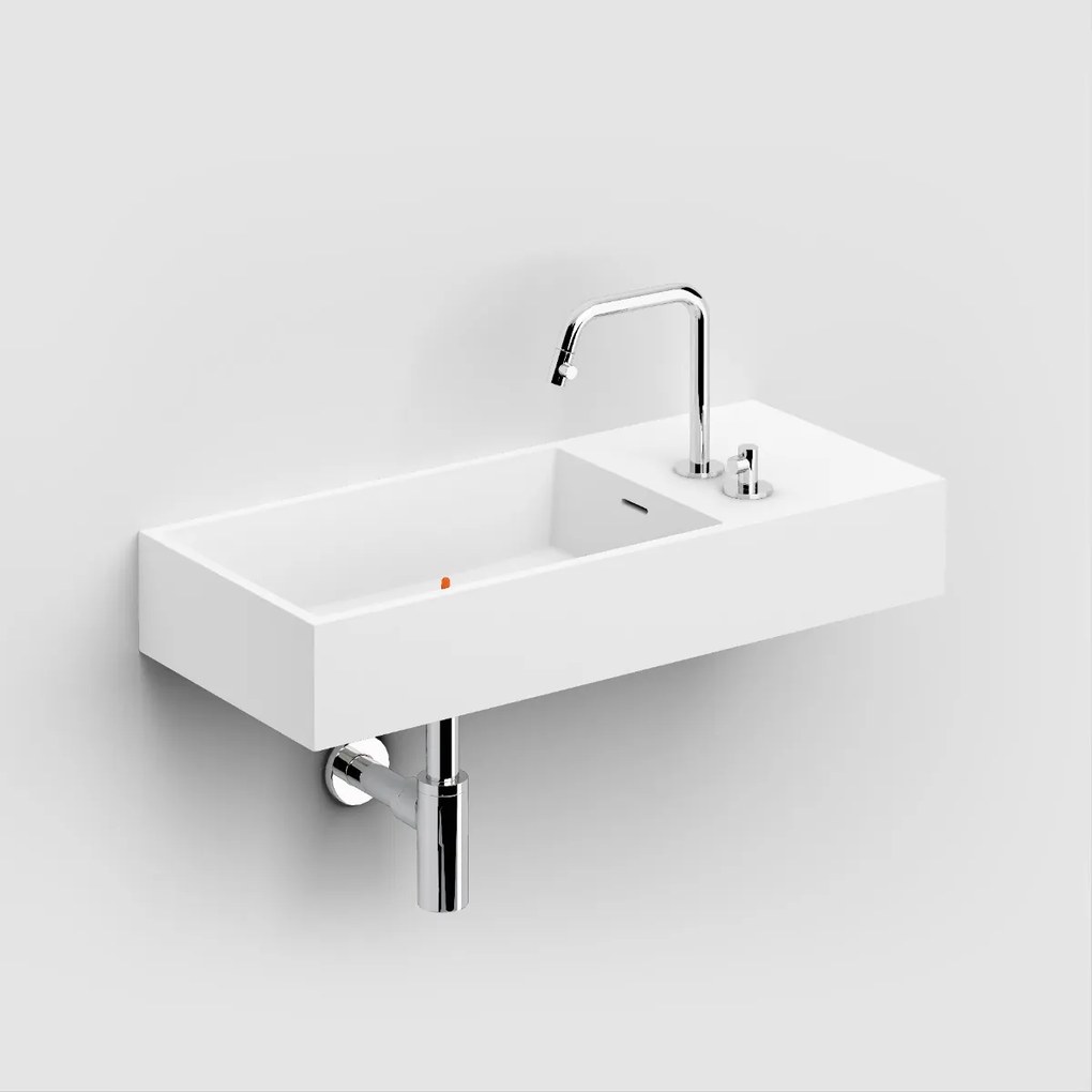 Clou Wash Me wastafel solid surface 75cm rechts wit mat