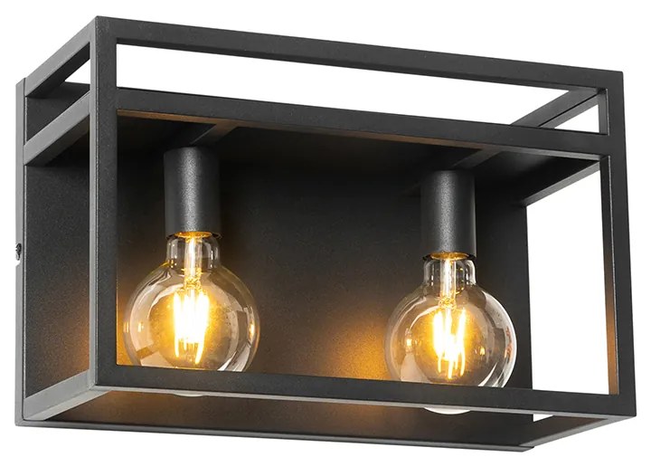 Smart wandlamp zwart met rek incl. 2 Wifi G95 - Cage Rack