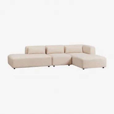 Rechtsmodulaire 3-delige Chaise Longue Bank Met Divan Fogler Chenille Crème Beige - Sklum