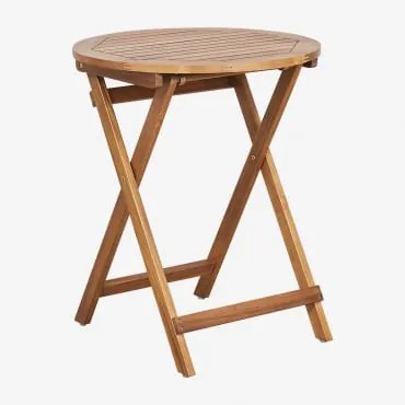 Ronde Opklapbare Tuintafel In Acaciahout (ø60 Cm) Delawer Acacia Bruin - Sklum