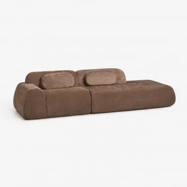 Modulaire Hoekbank Van 2 Delen Met Rechter Divan In Vacuüm Verpakte Chenille Merida Chenille Karamelbruin - Sklum