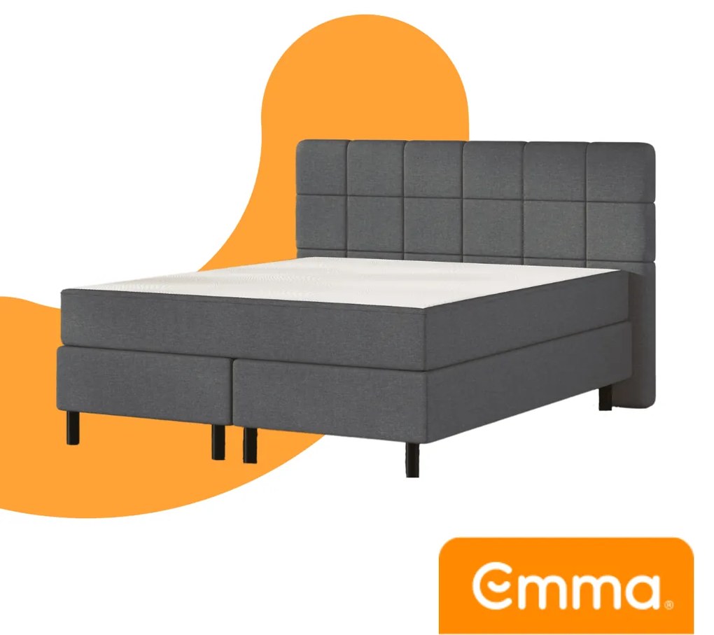 Emma Deluxe Boxspring 140x200 - Lichtgrijs - Klassiek - Eiken - Hybrid