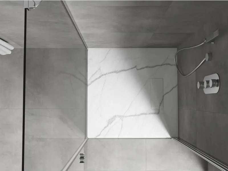 Mexen Hugo vierkante SMC-douchebak 90 x 90 cm, witte steen - 42159090