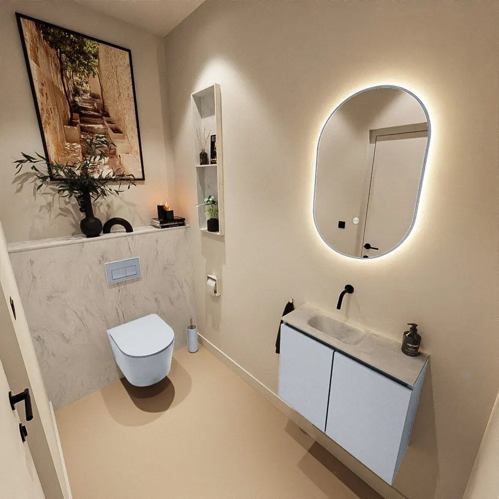 Mondiaz Ture DLux toiletmeubel 60cm clay met wastafel opalo links zonder kraangat