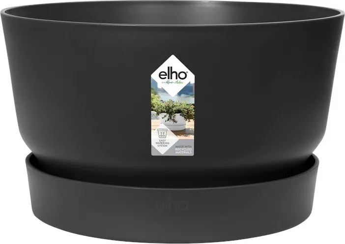 elho bloempot Greenville Bowl 33 - Living black (Zwart) - Diameter 33 x H 19 cm