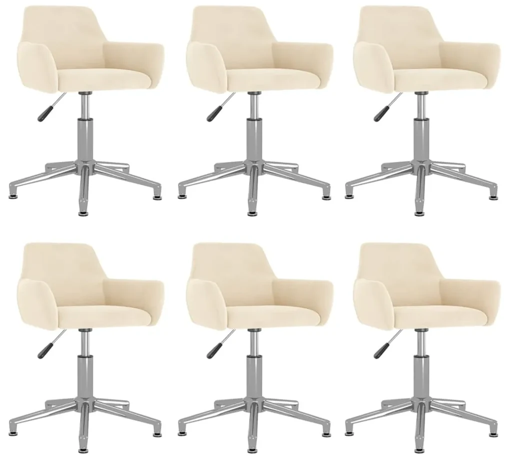 vidaXL Eetkamerstoelen draaibaar 6 st fluweel crèmekleurig