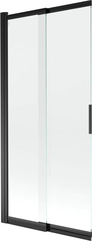 Mexen Fox tweedelige verschuifbare badwand 85 x 150 cm, transparant, zwart - 891-085-002-70-00