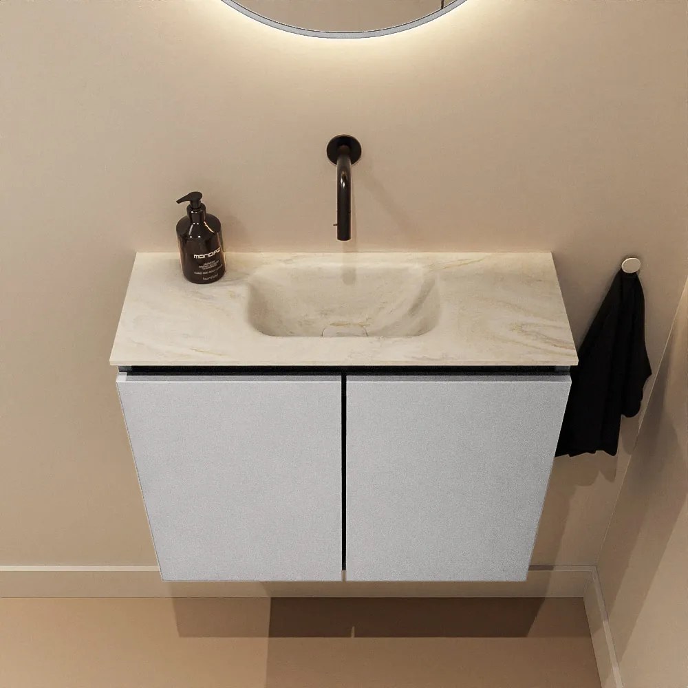 Mondiaz Ture DLux toiletmeubel 60cm plata met wastafel ostra midden zonder kraangat