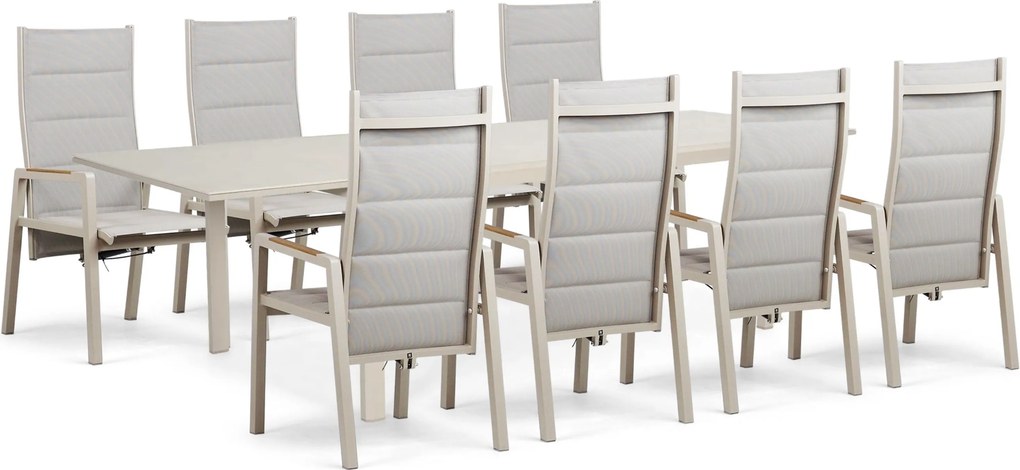 Tuinset 8 personen 200 cm Aluminium Taupe Lifestyle Garden Furniture Essence/Tivario