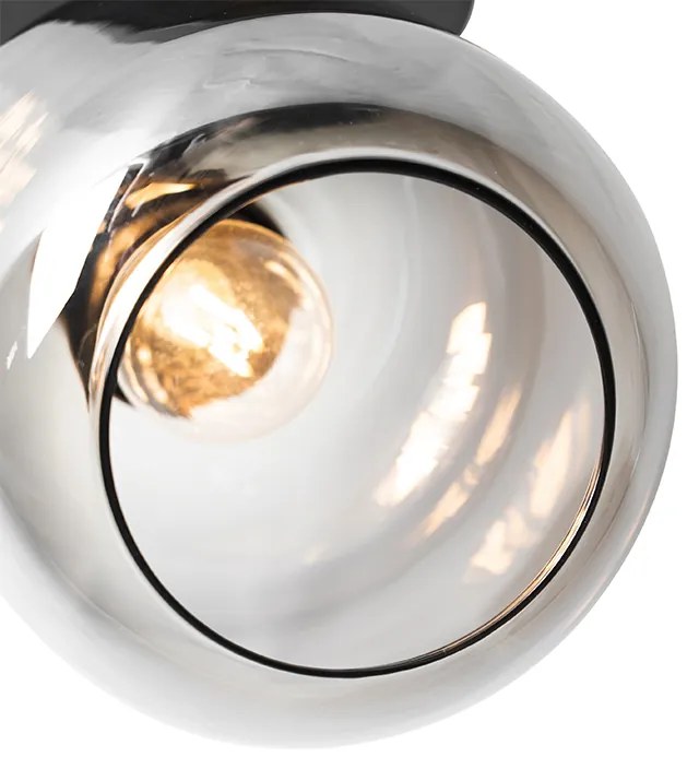 Design plafondspot zwart met goud met smoke glas - Zuzanna