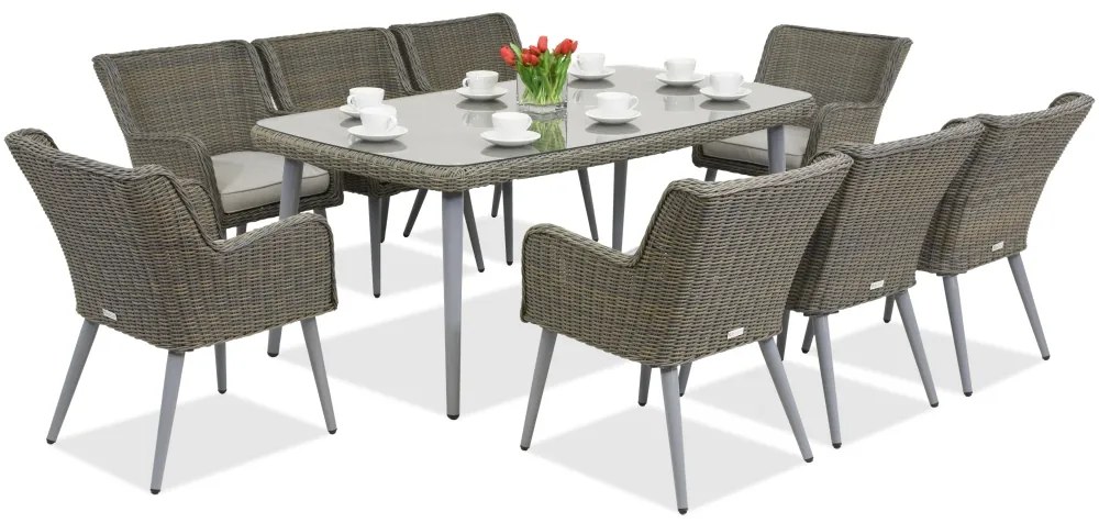 Exclusieve dining tuinset van kunststof rotan Córdoba voor 8 personen Garden Point grijs