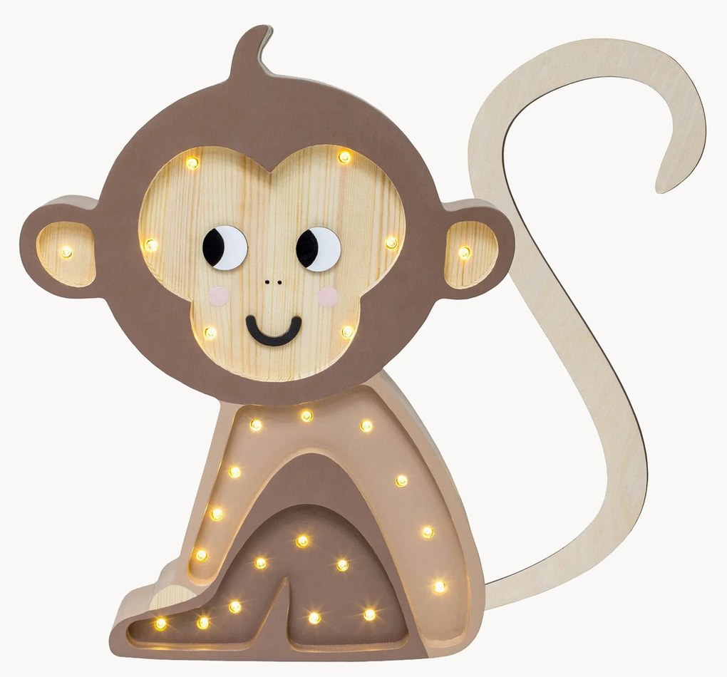 Handgemaakte LED-kinderlamp Monkey met timerfunctie en afstandsbediening, dimbaar