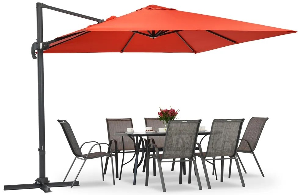 Garden Point rode Siena parasol 3x3m