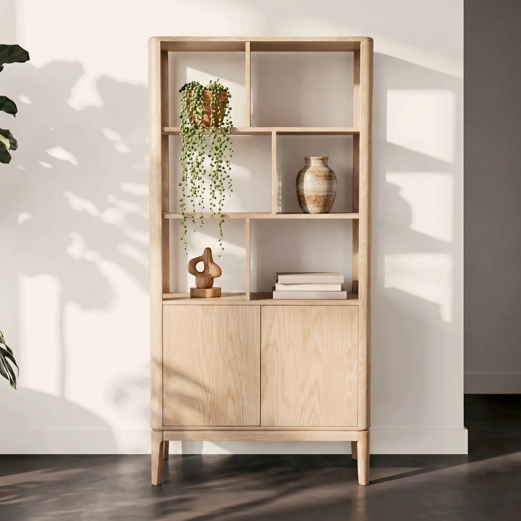 Vakkenkast Licht Eiken Hout - 90x40x180cm.