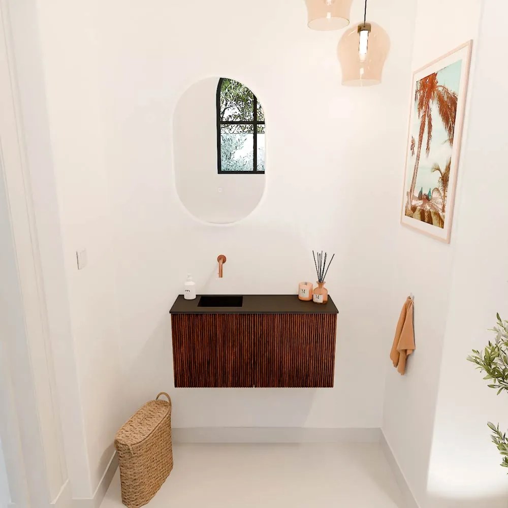 Mondiaz Joya 80cm toiletmeubel ruby met wastafel faye links zonder kraangat urban