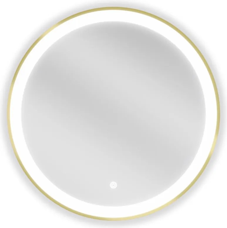 Mexen Esso verlichte badkamer spiegel, rond 60 cm, LED 6000K, anti-condens, gouden frame - 9825-060-060-611-50