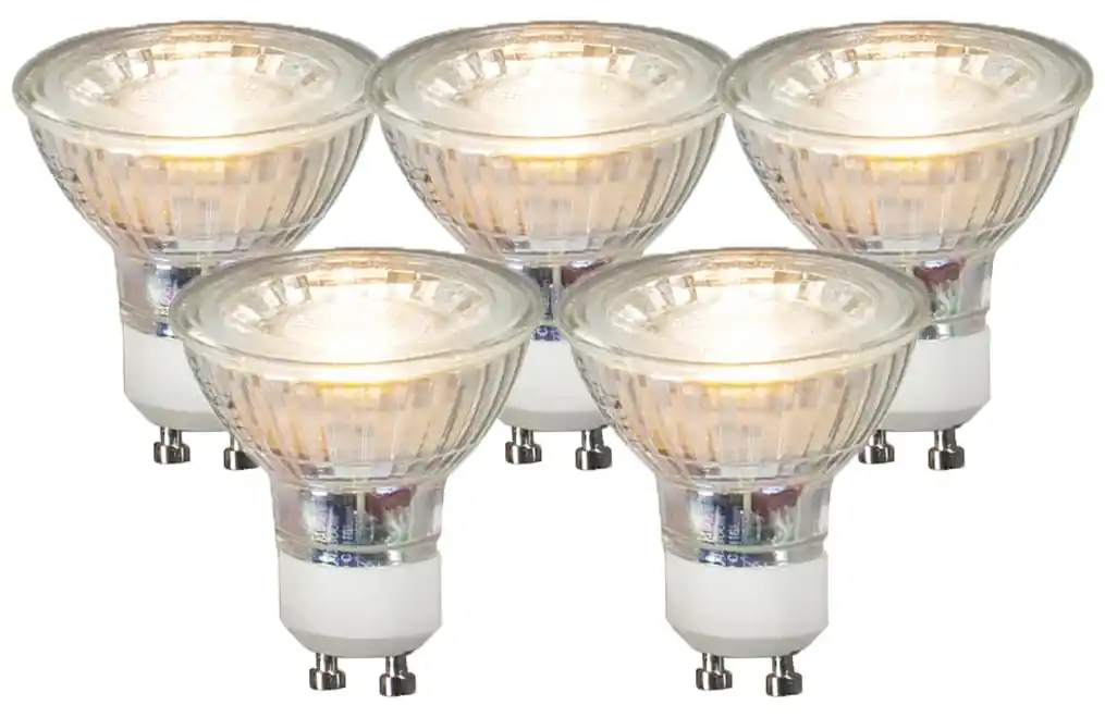 Set van 5 GU10 LED lampen COB 3,5W 330 lm 3000K