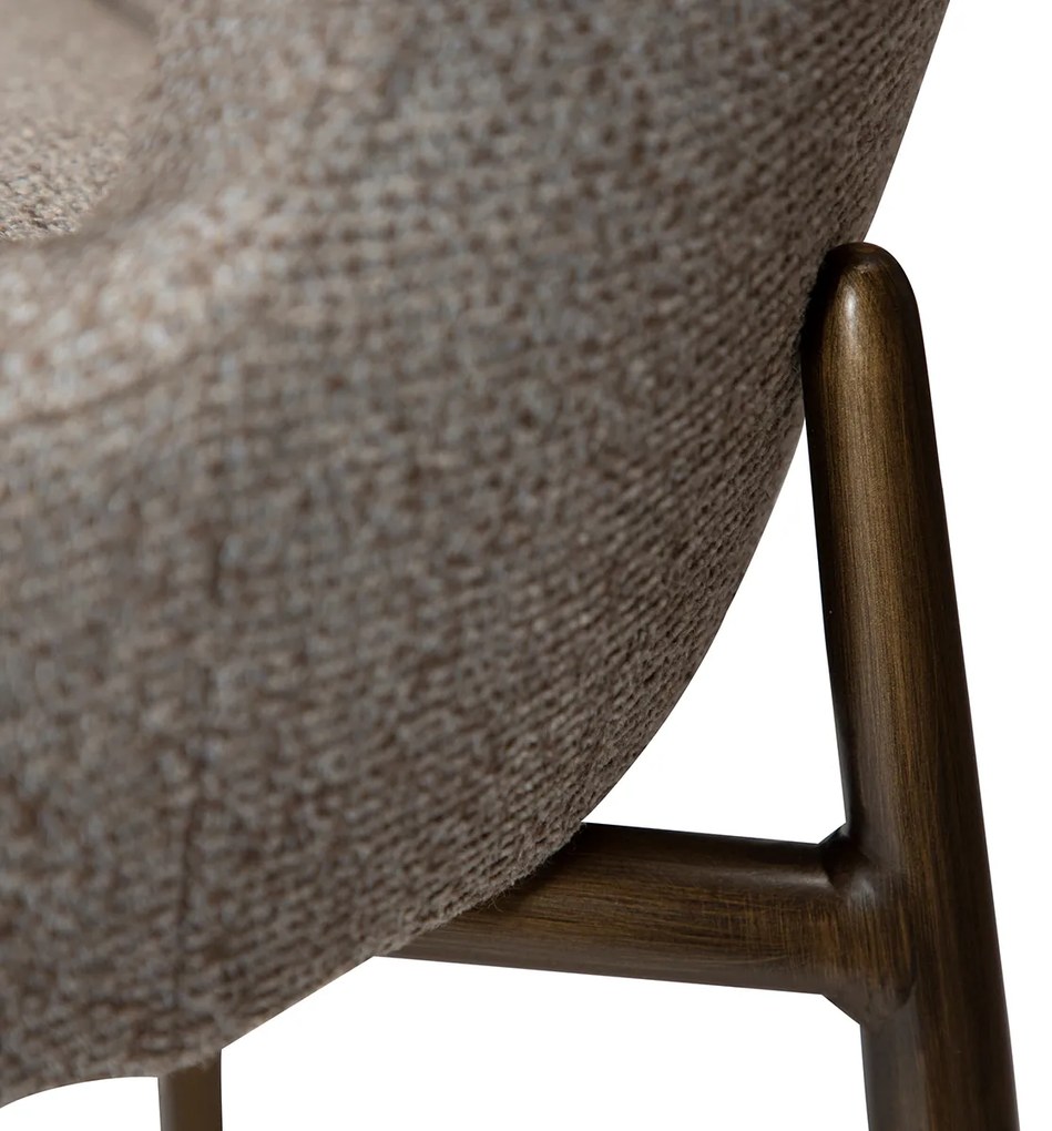Dan-Form Glam Luxe Eetkamerstoel Boucle Grijsbruin En Antique Brass