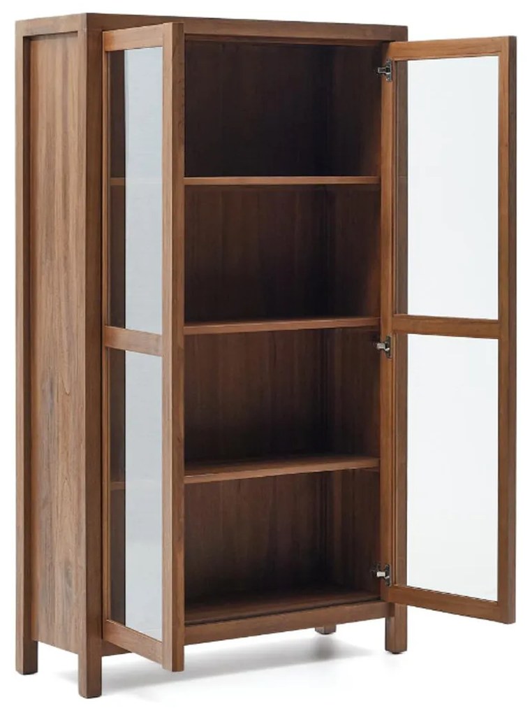 Kave Home Sashi Grote Vitrinekast Donker Teak Hout - 110x40x185cm.