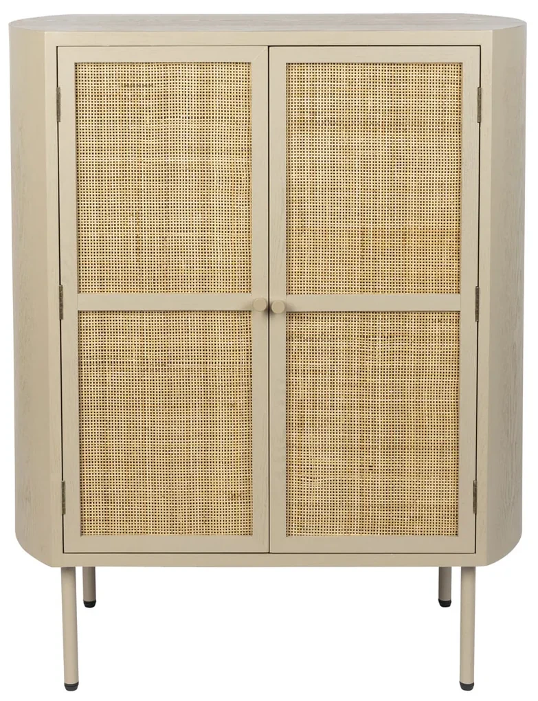 Beige Wandkast Met Rotan Deuren - 80x38x100cm.