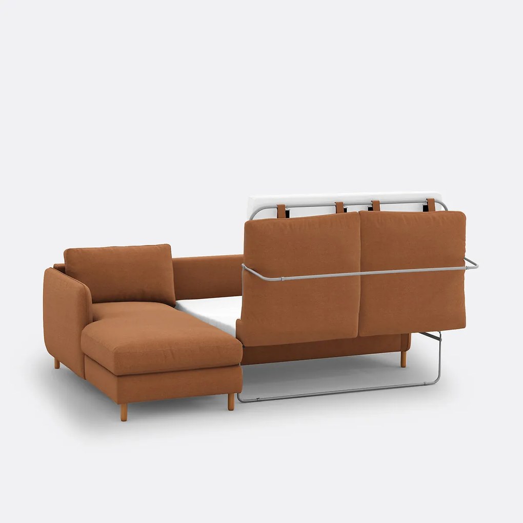 Hoekbank links, converteerbaar, 4 zits, in polyester, LOMÉO