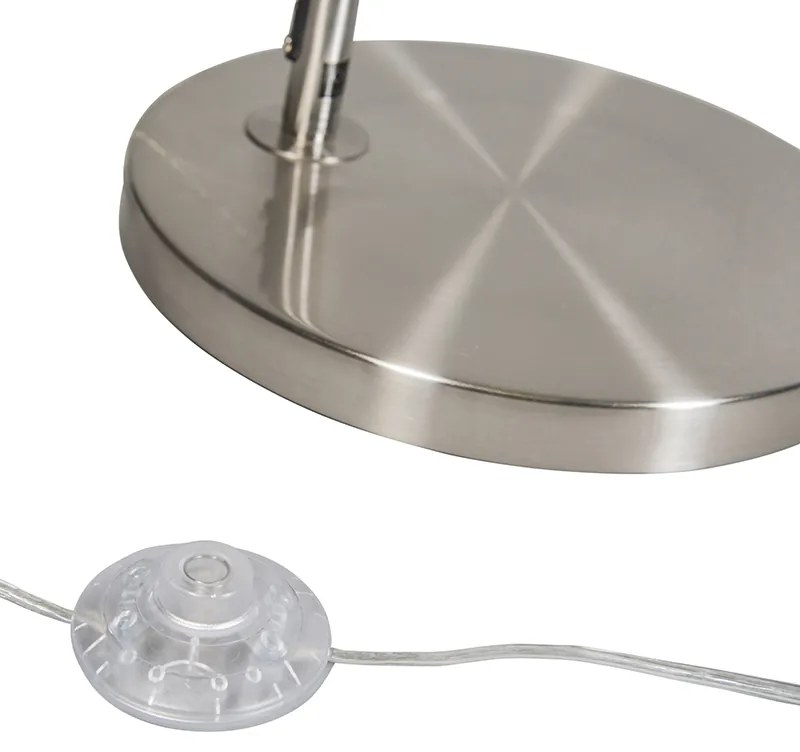 Moderne booglamp staal met witte stoffen kap - Arc Basic