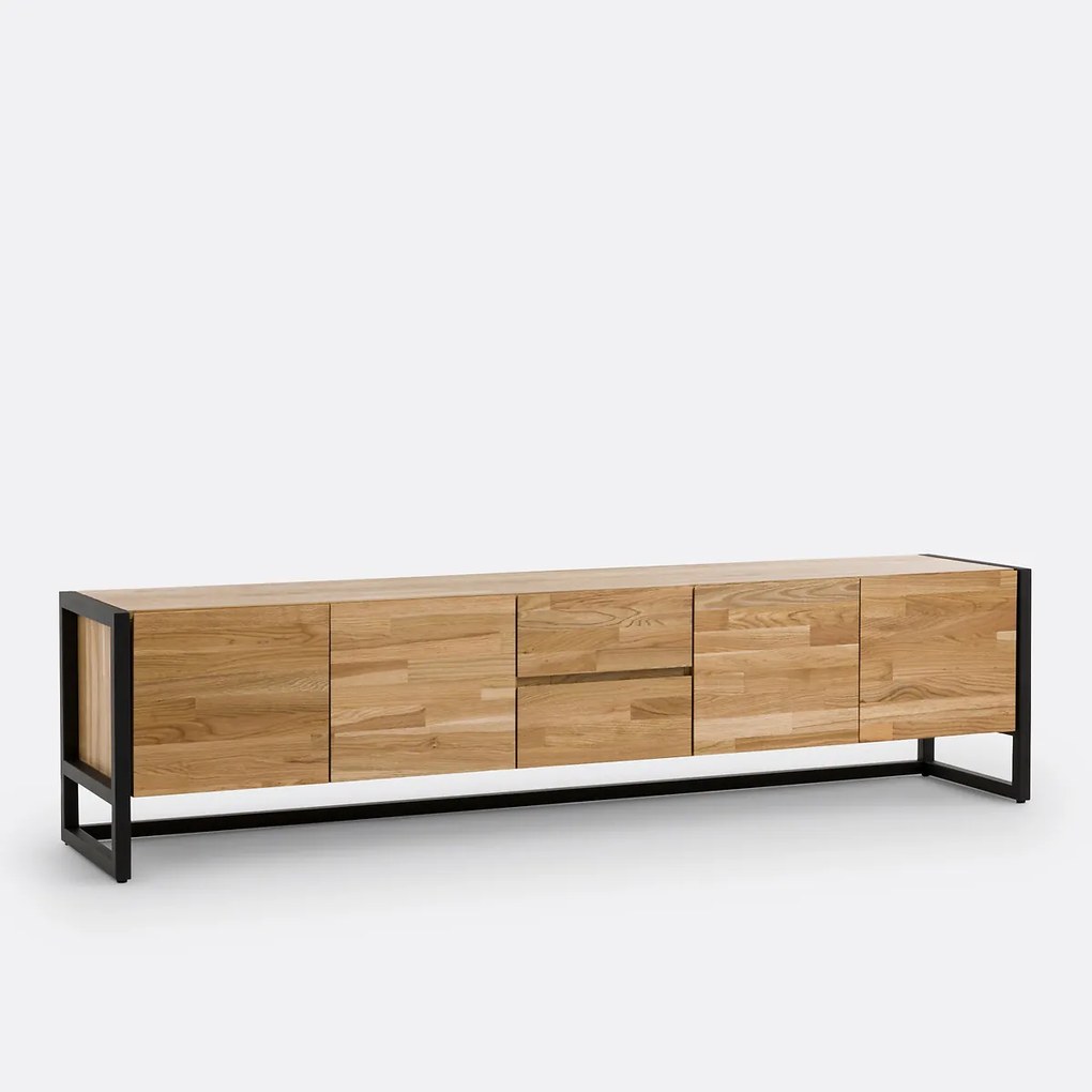 TV/hifi-meubel in eikenhout en fineer, L200 cm, Hiba