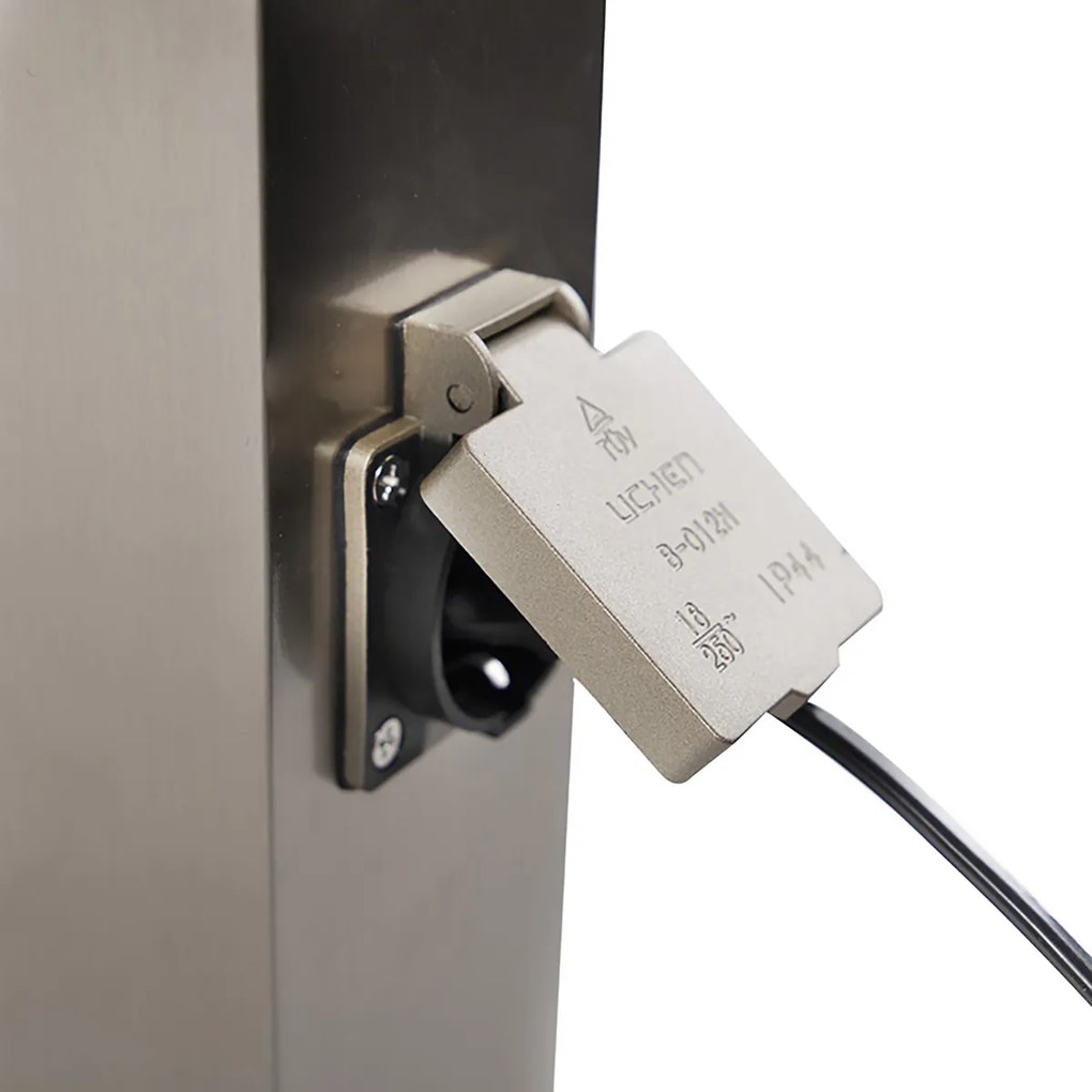 Buitenlamp staal incl stopcontact IP44- Malios met grondpin en kabelmof