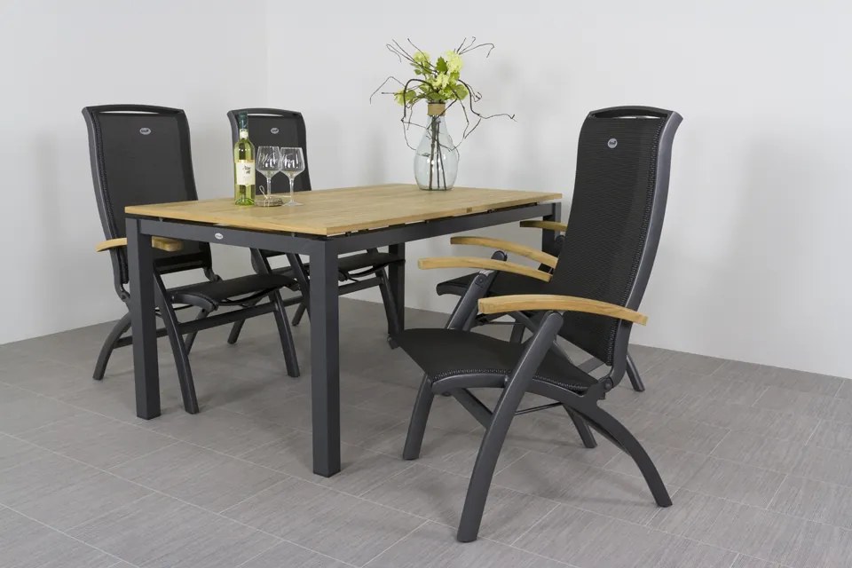 Hartman Da Vinci/Sonata 4-persoons verstelbare tuinset 160x90 cm. - Teak