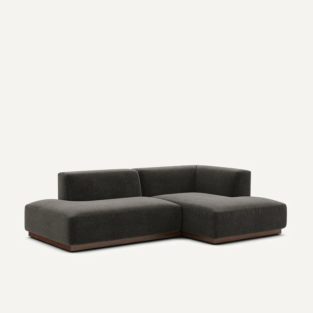 Rechter hoekbank in chenille fluweel, Jacopo