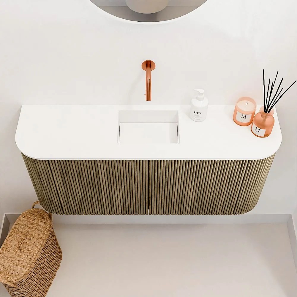 Mondiaz Joya 95cm toiletmeubel ronding links/rechts dusk met wastafel faye midden zonder kraangat talc