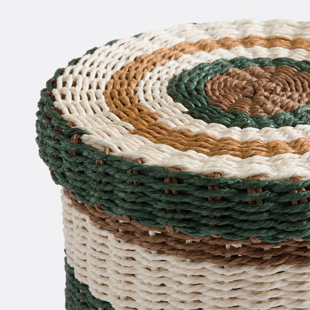 Set van 2 manden met deksel, gevlochten papier, Onaga