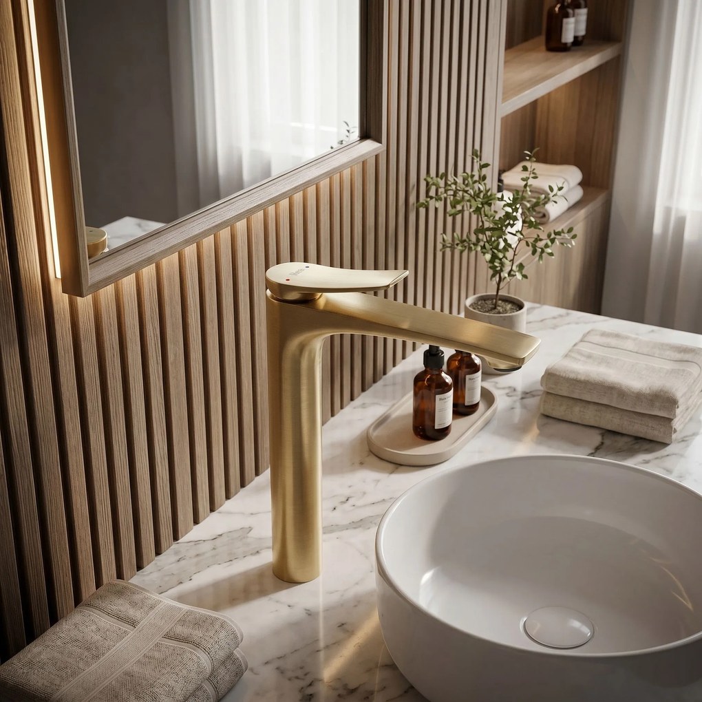 Wastafelkraan PREMIUM Rea Vision Brush Gold High