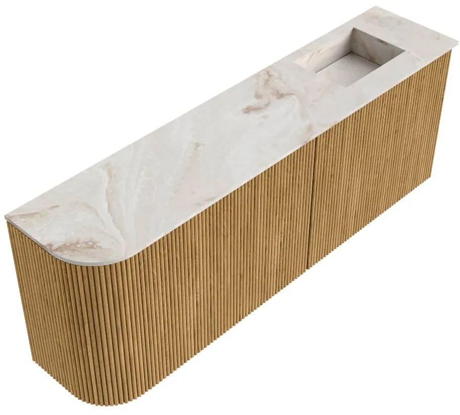 Mondiaz Joya DLux 110cm toiletmeubel ronding links oak met wastafel faye rechts 1 kraangat frappe