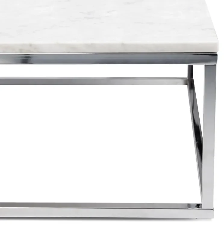 TemaHome Prairie Salontafel Wit Marmer Met Chroom - 120 X 75cm.