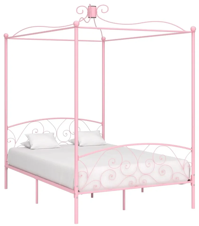 vidaXL Hemelbedframe metaal roze 120x200 cm