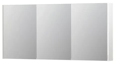 INK SPK2 Spiegelkast - 160x14x74cm - 3 deuren - dubbelzijdige Spiegel - schakelaar en stopcontact - MDF lak wit hoogglans 1105506