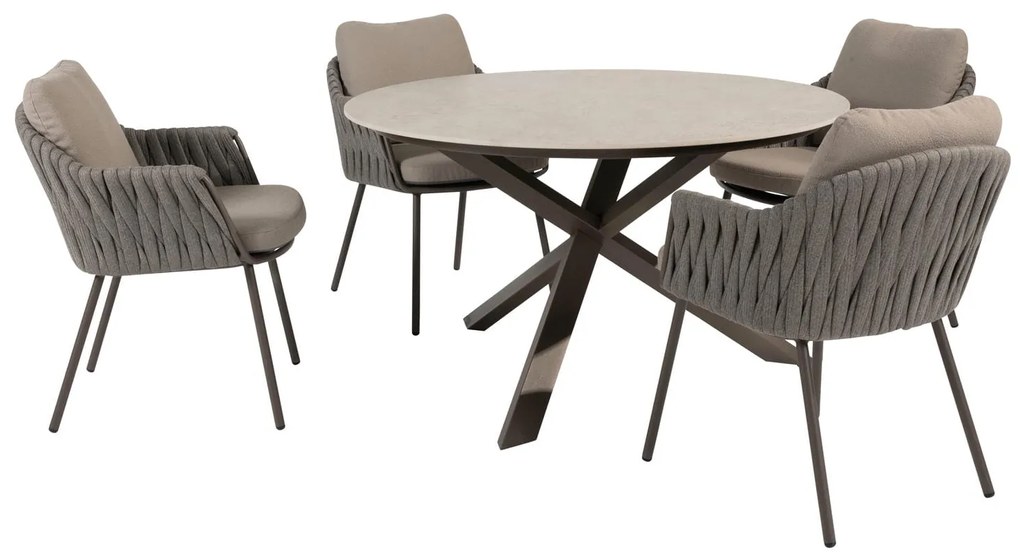 Taste by 4 Seasons Cannes tuinset terre met Prado tafel 130 cm Tuinstoel   bruin weerbestendig