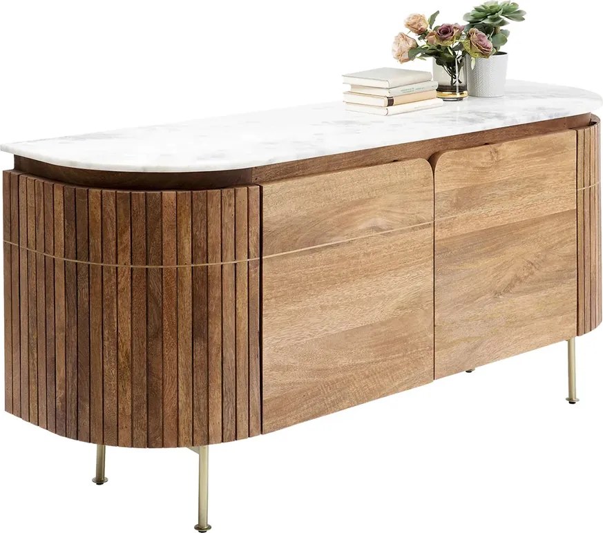 Dressoir Mangohout En Marmer - 160x45x78cm.