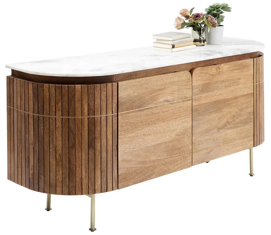 Kare Design Grace Dressoir Mangohout En Marmer - 160x45x78cm.