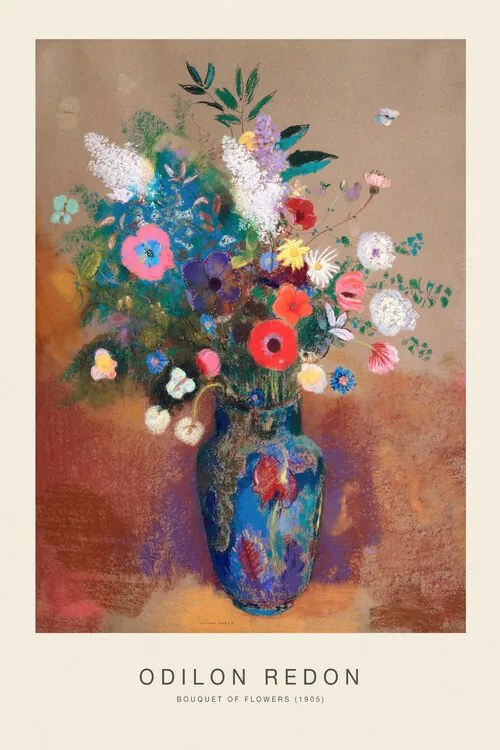 Kunstreproductie Bouquet of Flowers (Vintage Floral Painting) - Odilon Redon