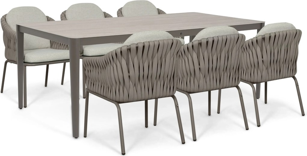 Tuinset 6 personen 210 cm Rope Taupe Santika Furniture Santika