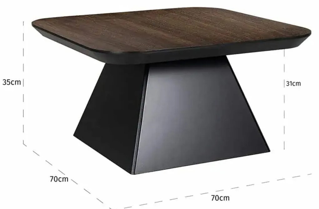 Richmond Interiors Bonvoy Salontafel Vierkant Zwart Bruin 70 Cm - 70 X 70cm.