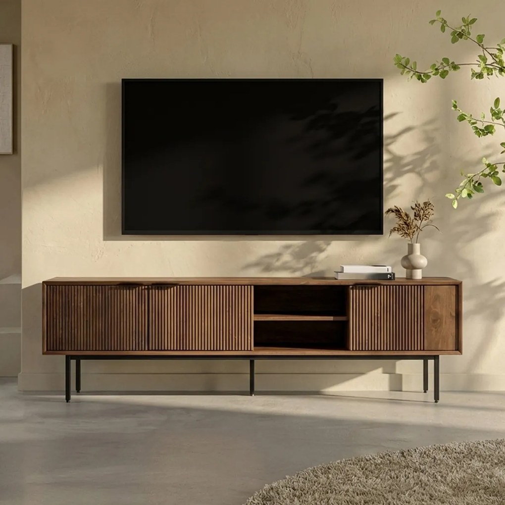Tv-meubel Hout Met Ribbels (staand/hangend) 180 Cm - 180x40x50cm.