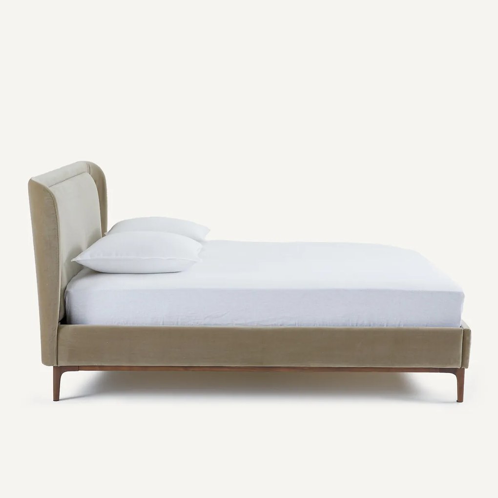 Tweepersoonsbed met hoofdbord en boxspring, fluweel, JABOTE