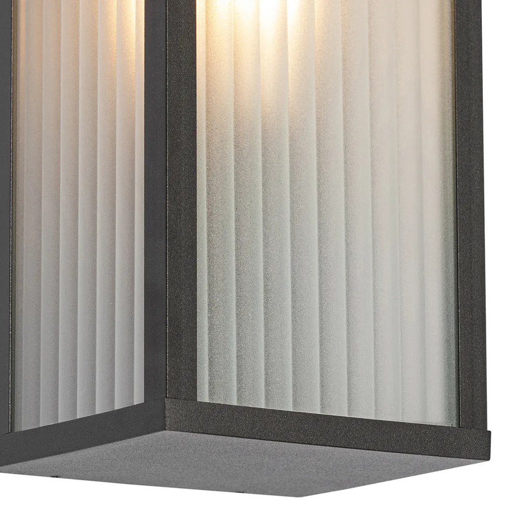 Smart buiten wandlamp met dimmer zwart met ribbel glas incl. Wifi A60 - Charlois Modern E27 IP44 Buitenverlichting